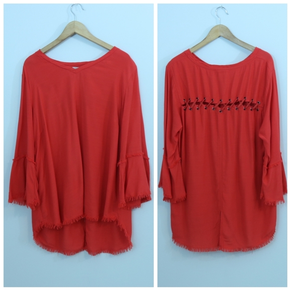 Tru Luxe Jeans Tops - Tru Luxe Jeans Fringe Criss Cross Lace Boho Top
